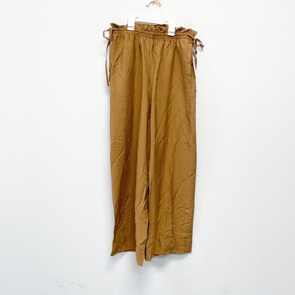 A New Day Women's High Rise Straight Leg Side Tie Pull On Pants Brown Size S - Picture 2 of 6